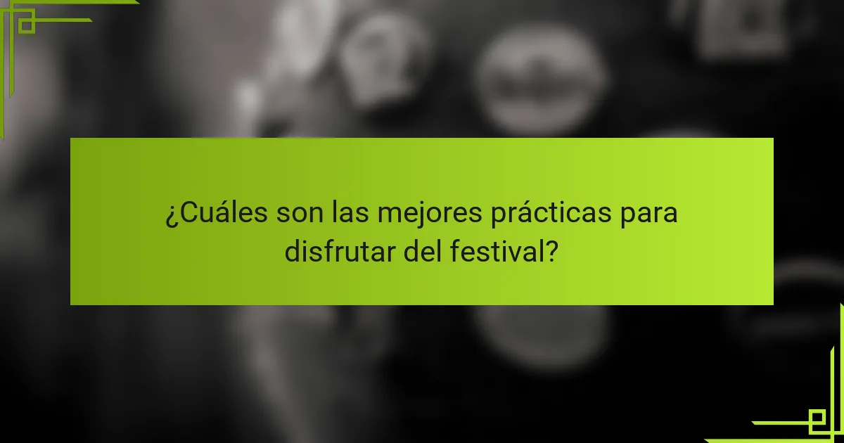 ¿Cuáles son las mejores prácticas para disfrutar del festival?