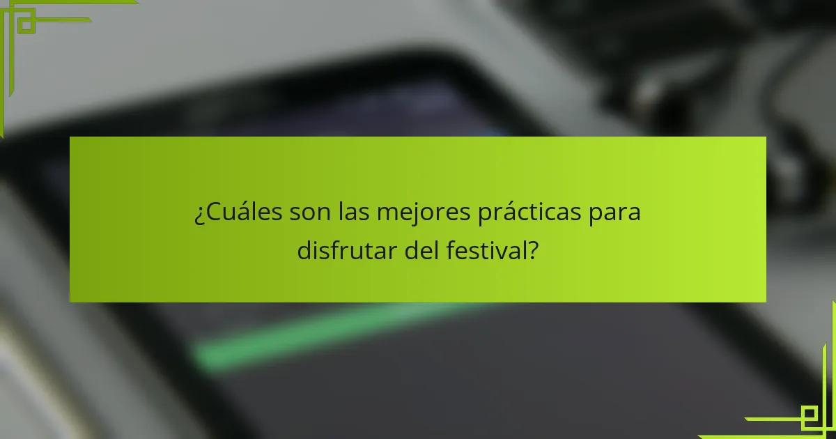 ¿Cuáles son las mejores prácticas para disfrutar del festival?