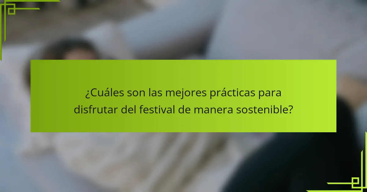 ¿Cuáles son las mejores prácticas para disfrutar del festival de manera sostenible?