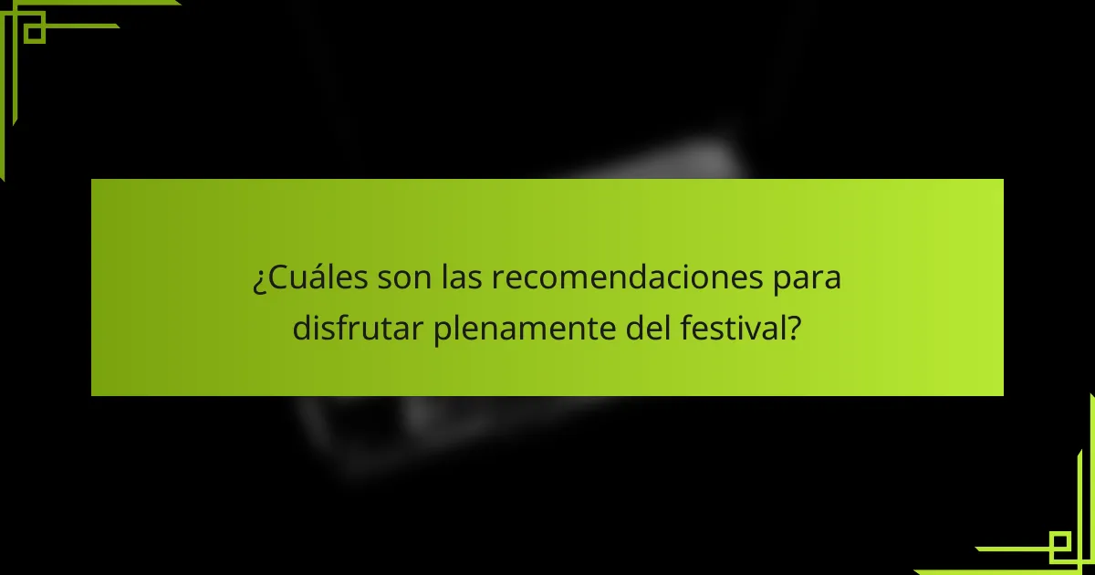 ¿Cuáles son las recomendaciones para disfrutar plenamente del festival?