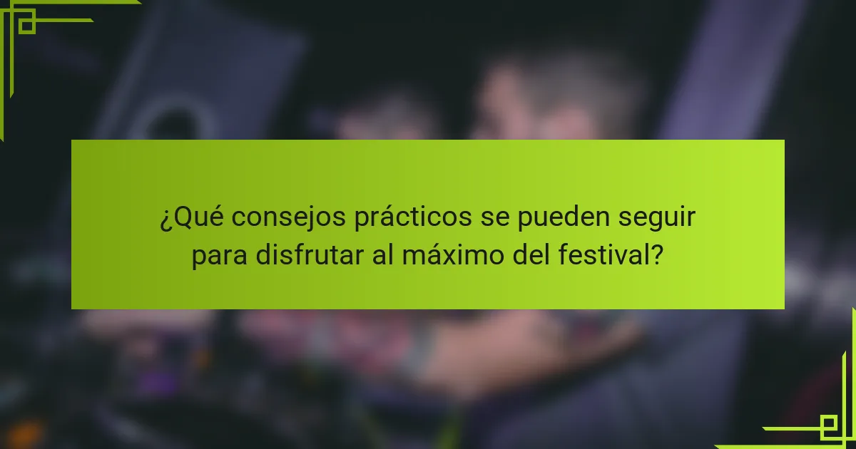 ¿Qué consejos prácticos se pueden seguir para disfrutar al máximo del festival?